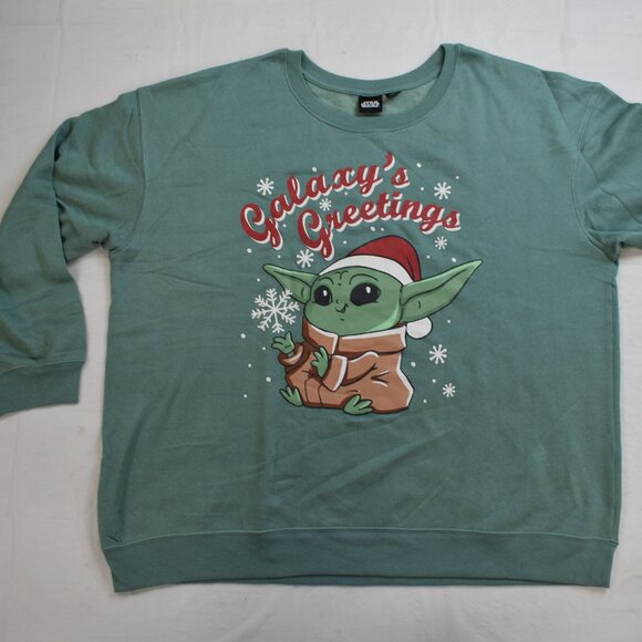 Star Wars Womens Plus Size Galaxy Greetings Baby Yoda Sweatshirt New 2X - Picture 1 of 6